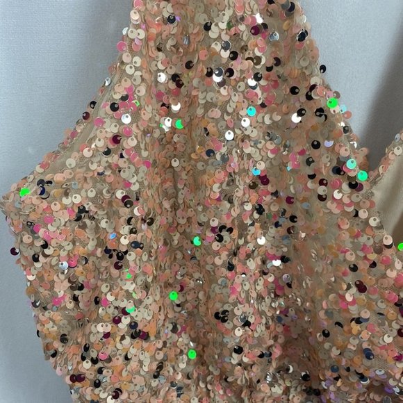 Free People Big Night Sequin Crop Top - Champagne Rose - Size Large NWOT - Picture 6 of 13